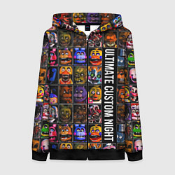 Толстовка на молнии женская Ultimate Custom Night FNAF, цвет: 3D-черный