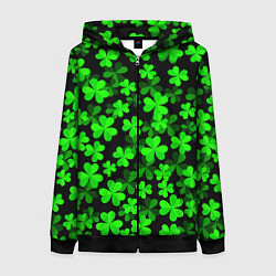 Толстовка на молнии женская Сlovers Fresh 3D Клевер, цвет: 3D-черный