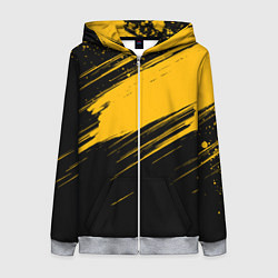 Толстовка на молнии женская Black and yellow grunge, цвет: 3D-меланж