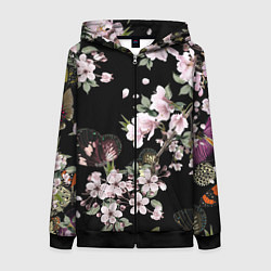 Толстовка на молнии женская Краски весны, цвет: 3D-черный