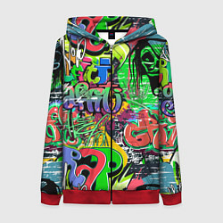 Толстовка на молнии женская Граффити с черепами, цвет: 3D-красный