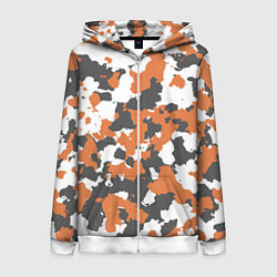 Толстовка на молнии женская Orange Camo, цвет: 3D-белый
