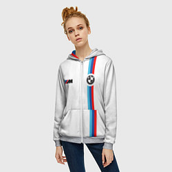 Толстовка на молнии женская БМВ 3 STRIPE BMW WHITE, цвет: 3D-меланж — фото 2