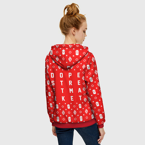 Женская толстовка на молнии Red Dope Camo Dope Street Market / 3D-Красный – фото 4