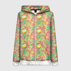 Толстовка на молнии женская Магические Грибы Психоделика, цвет: 3D-белый