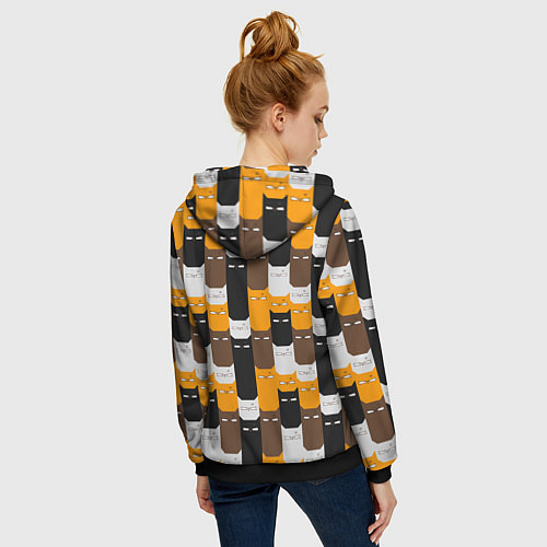 Женская толстовка на молнии Недовольные Коты / 3D-Черный – фото 4