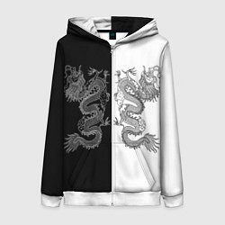 Женская толстовка на молнии Double Dragon Дракон Чб