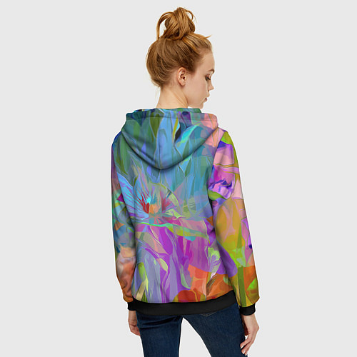 Женская толстовка на молнии Abstract color pattern Summer 2022 / 3D-Черный – фото 4