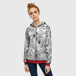 Толстовка на молнии женская Реинкарнация безработного паттерн, цвет: 3D-красный — фото 2
