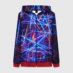 Толстовка на молнии женская Neon pattern Fashion 2055, цвет: 3D-красный