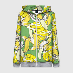 Женская толстовка на молнии Banana pattern Summer Food