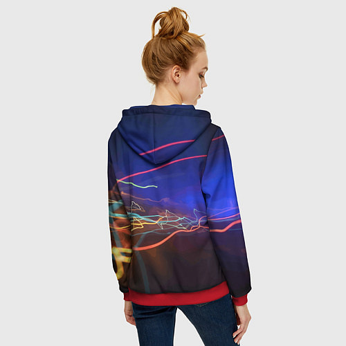 Женская толстовка на молнии Neon vanguard pattern Lightning Fashion 2023 / 3D-Красный – фото 4