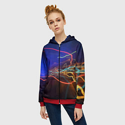 Толстовка на молнии женская Neon vanguard pattern Lightning Fashion 2023, цвет: 3D-красный — фото 2