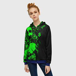 Толстовка на молнии женская Сабатон sabaton черепа, цвет: 3D-синий — фото 2