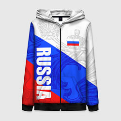 Толстовка на молнии женская RUSSIA - SPORTWEAR - ТРИКОЛОР, цвет: 3D-черный