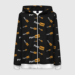 Толстовка на молнии женская PORN HUB НАДПИСИ ПАТТЕРН, цвет: 3D-белый