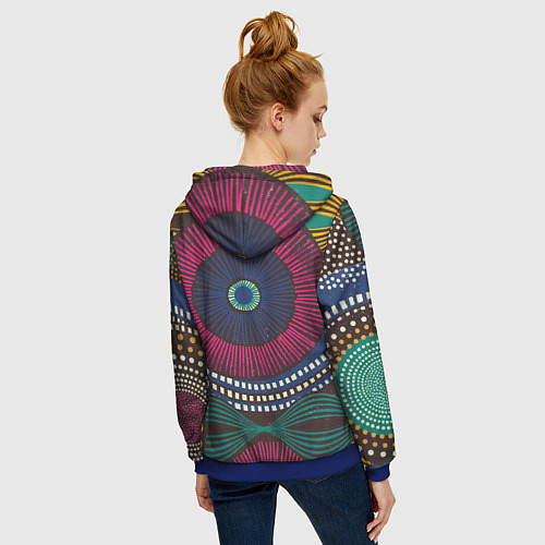 Женская толстовка на молнии Африка Орнамент / 3D-Синий – фото 4