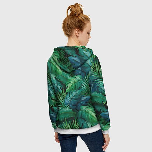Женская толстовка на молнии Green plants pattern / 3D-Белый – фото 4