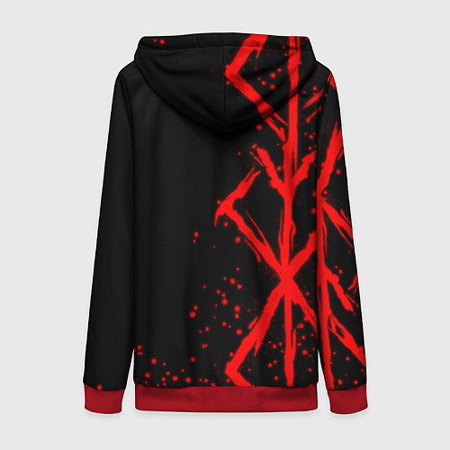 Женская толстовка на молнии КЛЕЙМО ЖЕРТВЫ BERSERK БЕРСЕРК / 3D-Красный – фото 2