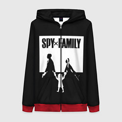 Женская толстовка на молнии Spy x Family: Семья шпиона черно-белая