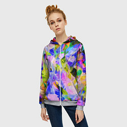 Толстовка на молнии женская Красочный цветочный узор Весна - Лето 2023 Colorfu, цвет: 3D-меланж — фото 2