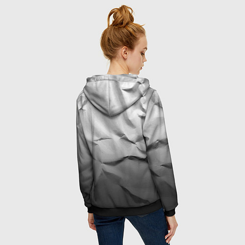 Женская толстовка на молнии Мятая бумага Текстура Crumpled Paper Texture / 3D-Черный – фото 4
