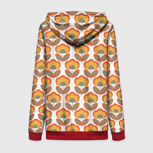 Женская толстовка на молнии ЦВЕТЫ В СТИЛЕ 70х / 3D-Красный – фото 2