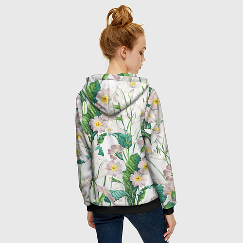 Женская толстовка на молнии Цветы Лилии На Белом Фоне / 3D-Черный – фото 4