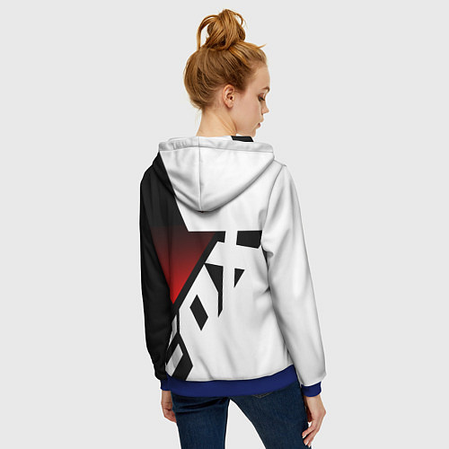 Женская толстовка на молнии FOX RACING - ФОКС ЧЕРНЫЙ И БЕЛЫЙ / 3D-Синий – фото 4