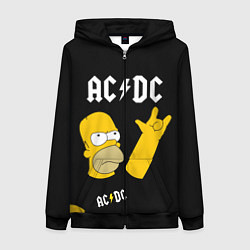 Толстовка на молнии женская AC DC ГОМЕР СИМПСОН SIMPSONS, цвет: 3D-черный