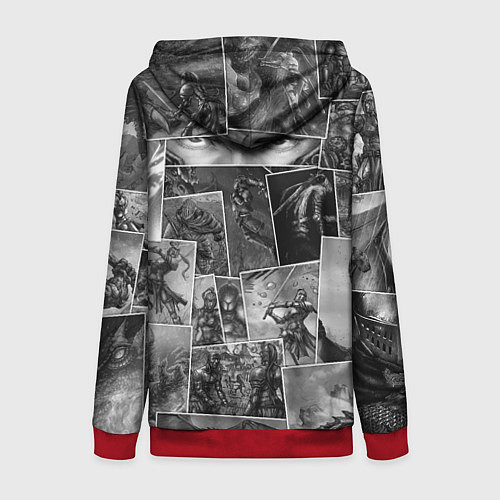 Женская толстовка на молнии Тёмные души комикс / 3D-Красный – фото 2