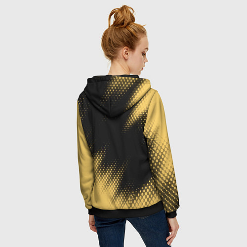 Женская толстовка на молнии Символ и надпись CHEVROLET на фоне с Halftone эффе / 3D-Черный – фото 4