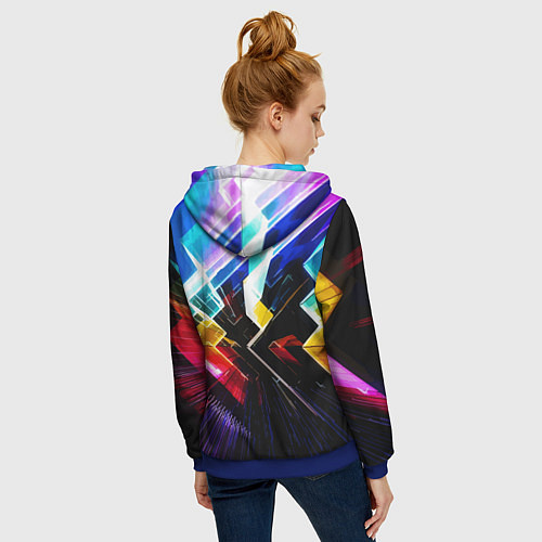 Женская толстовка на молнии Неоновая молния Абстракция Neon Lightning Abstract / 3D-Синий – фото 4
