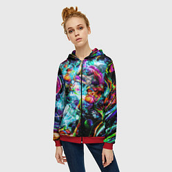 Толстовка на молнии женская Красочный космос, цвет: 3D-красный — фото 2