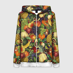 Толстовка на молнии женская Вкусные Летние Фрукты, цвет: 3D-белый