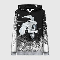 Толстовка на молнии женская Белый Неон над лесом White Neon, цвет: 3D-меланж