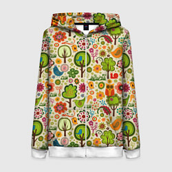 Женская толстовка на молнии COLORED FOREST ANIMALS