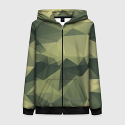 Толстовка на молнии женская 3д полигоны - камуфляж, цвет: 3D-черный