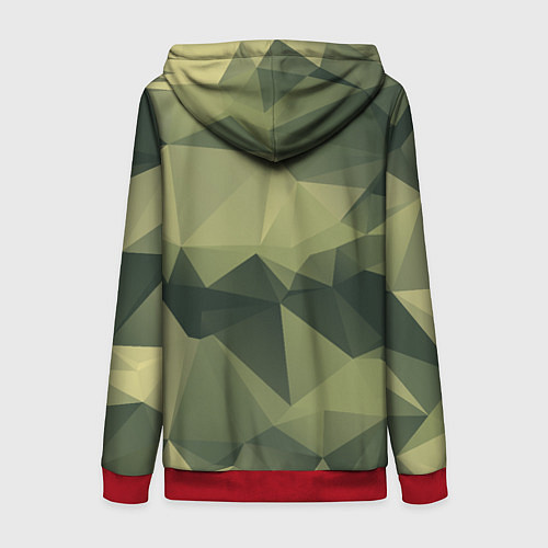 Женская толстовка на молнии 3д полигоны - камуфляж / 3D-Красный – фото 2