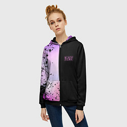 Толстовка на молнии женская BLACKPINK HALF COLORS, цвет: 3D-черный — фото 2