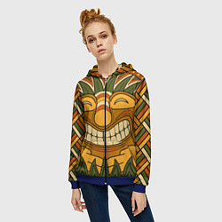 Толстовка на молнии женская Polynesian tiki LUCKY, цвет: 3D-синий — фото 2