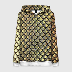 Толстовка на молнии женская Чешуя золотая, цвет: 3D-белый