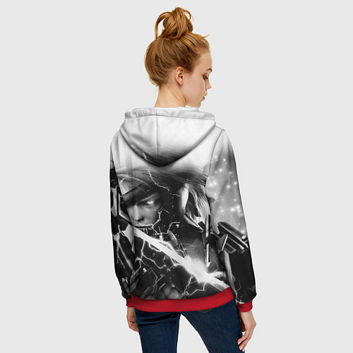 Женская толстовка на молнии МЕТАЛ ГИР СОЛИД- METAL GEAR / 3D-Красный – фото 4