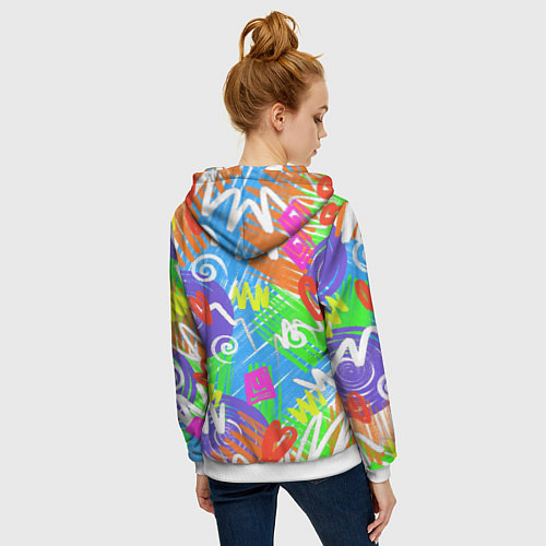 Женская толстовка на молнии Яркий геометрический принт на белом фоне / 3D-Белый – фото 4