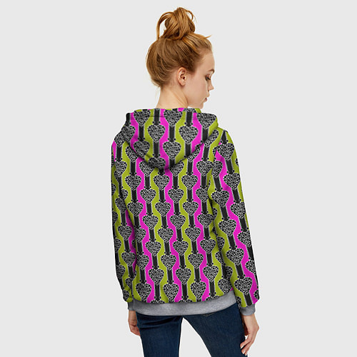 Женская толстовка на молнии Striped multicolored pattern Сердце / 3D-Меланж – фото 4
