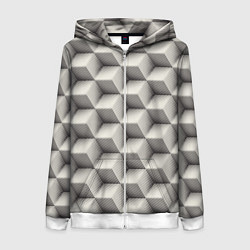 Толстовка на молнии женская 3D Куб Оптическая иллюзия 3D Cube, цвет: 3D-белый