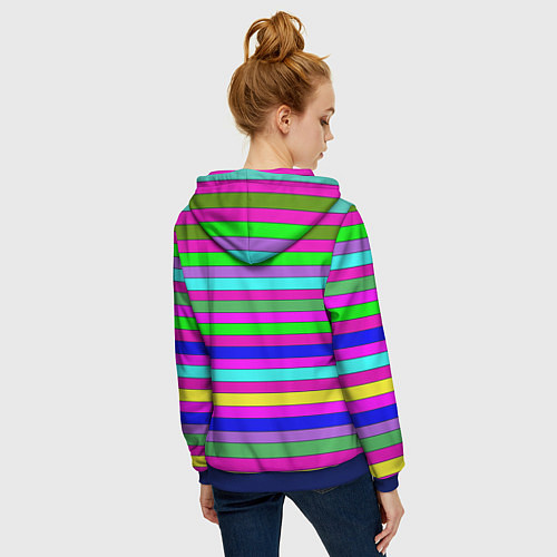 Женская толстовка на молнии Multicolored neon bright stripes / 3D-Синий – фото 4