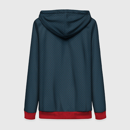 Женская толстовка на молнии Черная сетка на темно синем / 3D-Красный – фото 2