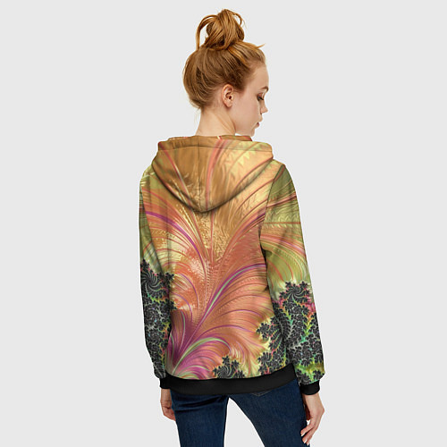 Женская толстовка на молнии Фрактальный динамичный паттерн / 3D-Черный – фото 4