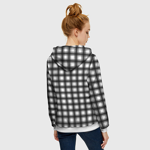 Женская толстовка на молнии Black and white trendy checkered pattern / 3D-Белый – фото 4